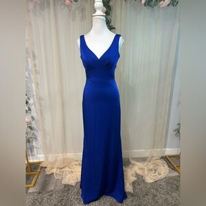 Elegant Royal Blue Maxi Dress - V-Neck Sleeveless Evening Gown
